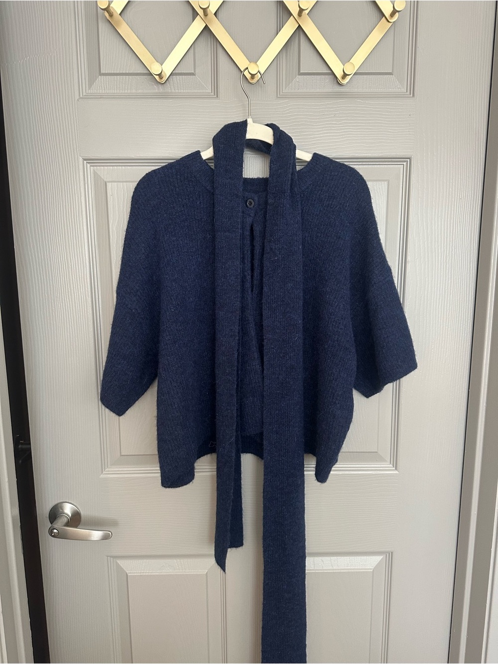 Daily Drills Navy Short-Sleeve Cardigan + Scarf